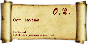 Orr Maxima névjegykártya